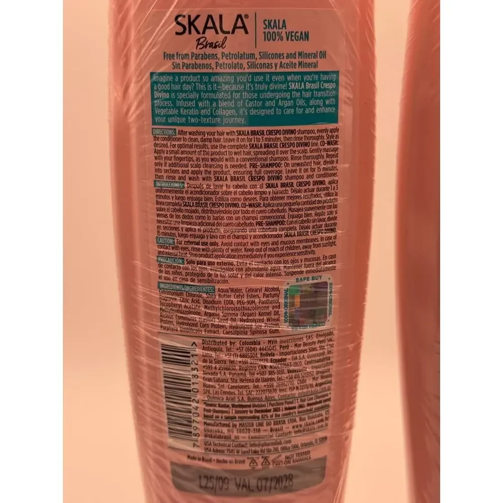 Skala Crespo Divino Conditioner Curly Hair 325ml Each Lot of 2 Vegan New Brazil